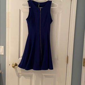 NAVY blue, front zip, a- line dress